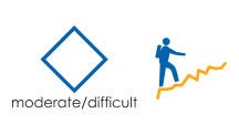 An outline of a blue diamond, indicating a moderate/difficult trail with elevation gain.